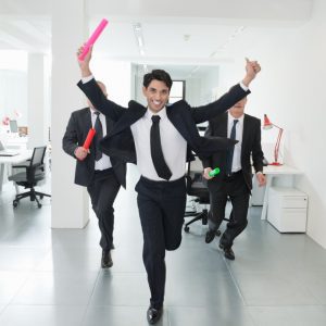 Businessman Winning Office Race